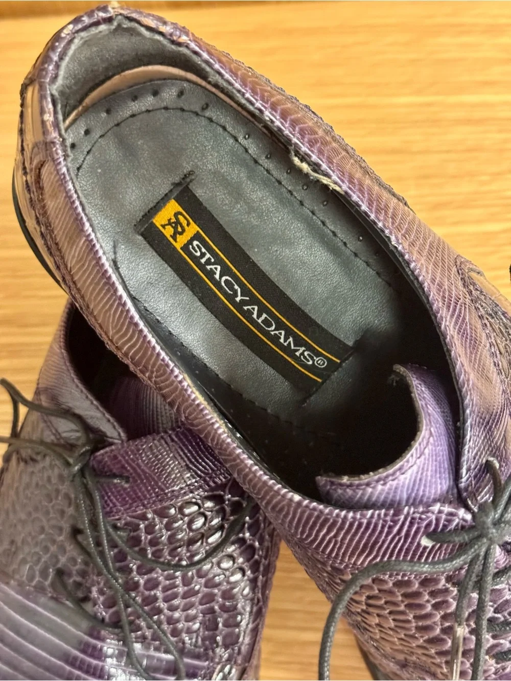 Stacy Adams Purple Croc & Lizard Textured Lace-Up Oxfords, Mens 11.5